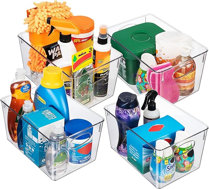 ClearSpace Plastic Storage Bins With lids, 4 Pack ??Perfect Pantry Organization and Storage ??Fridge Organizer, Pantry Storage Containers and Storage Bins, Cabinet Organizers