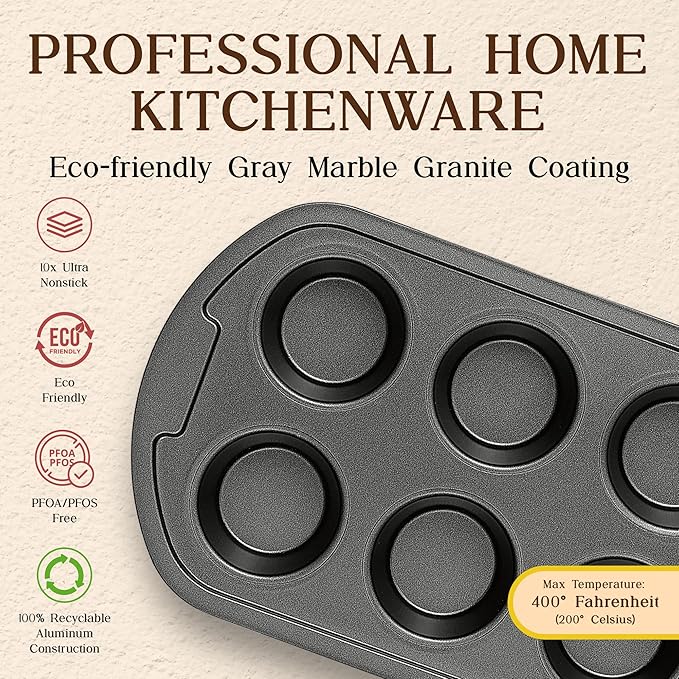 Bakken-Swiss 20-Piece Kitchen Cookware Set ??Granite Non-Stick ??Eco-Friendly ??for All Stoves & Oven-Safe - Marble coating