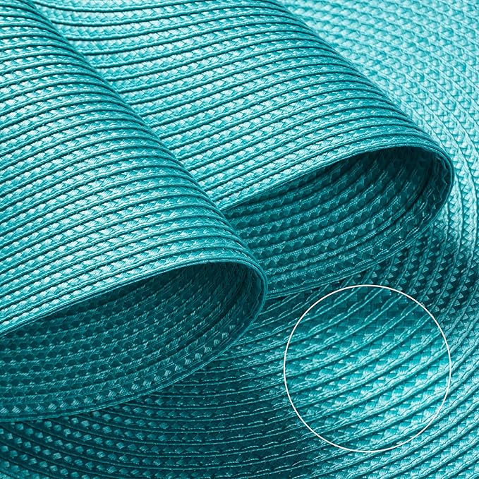 FunWheat Round Braided Placemats Set of 6 Table Mats for Dining Tables Woven Washable Non-Slip Place mats 15 inch(Turquoise, 6pcs)