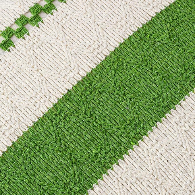 Fancy Homi Set of 2 Boho Lime Green Decorative Throw Pillow Cover 20x20 Inch for Couch Bed Sofa, Aesthetic Modern Organic Farmhouse Home Decor, Soft Cotton Cute Accent Macrame Woven Cushion Case