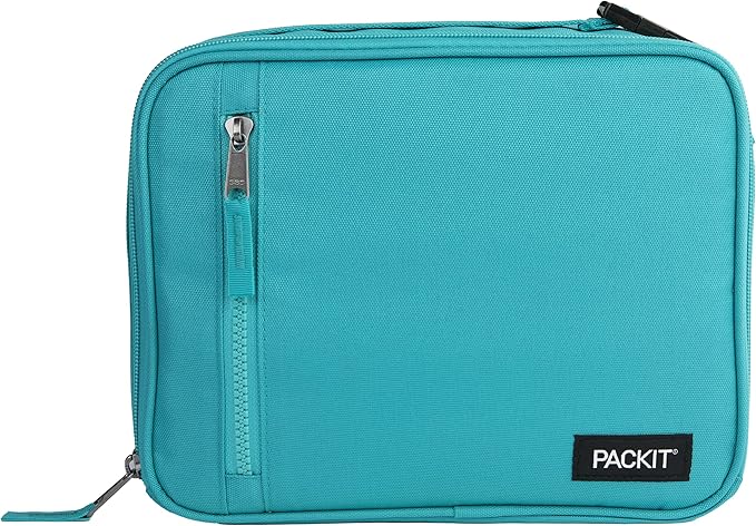 PackIt짰 Freezable Classic Lunch Box, Teal, Built with EcoFreeze짰 Technology, Collapsible, Reusable, Zip Closure With Zip Front Pocket and Buckle Handle, Designed for Fresh Lunch On the Go