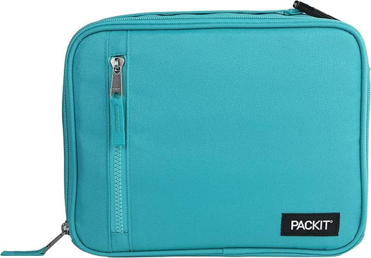 PackIt짰 Freezable Classic Lunch Box, Teal, Built with EcoFreeze짰 Technology, Collapsible, Reusable, Zip Closure With Zip Front Pocket and Buckle Handle, Designed for Fresh Lunch On the Go
