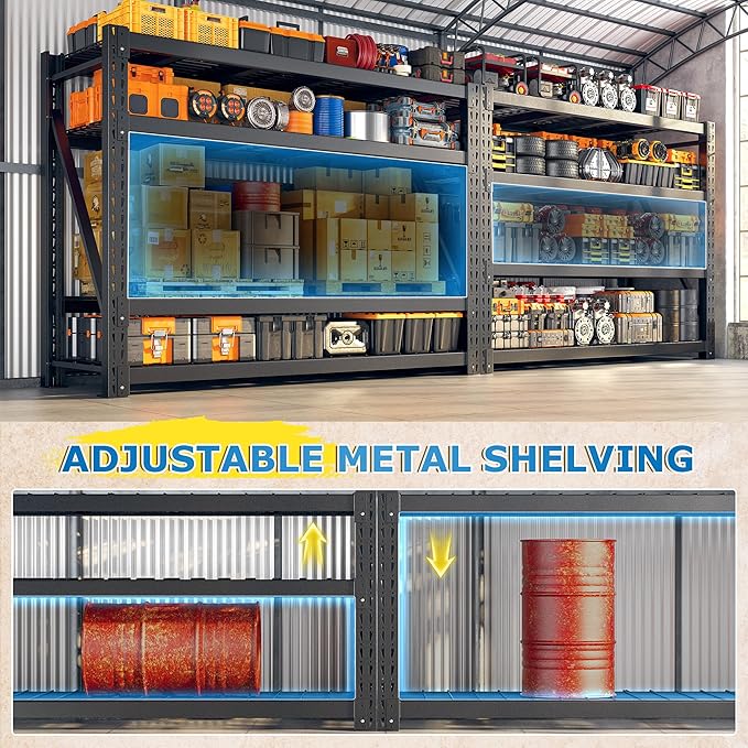 Bepatio 11000LBS Garage Shelving Heavy Duty Storage Shelves Adjustable 4-Tier Metal Shelving Uints Heavy Duty Industrial Shelves for Garage, Warehouse Basement Storage Room 24" D 횞 60" W 횞 72" H