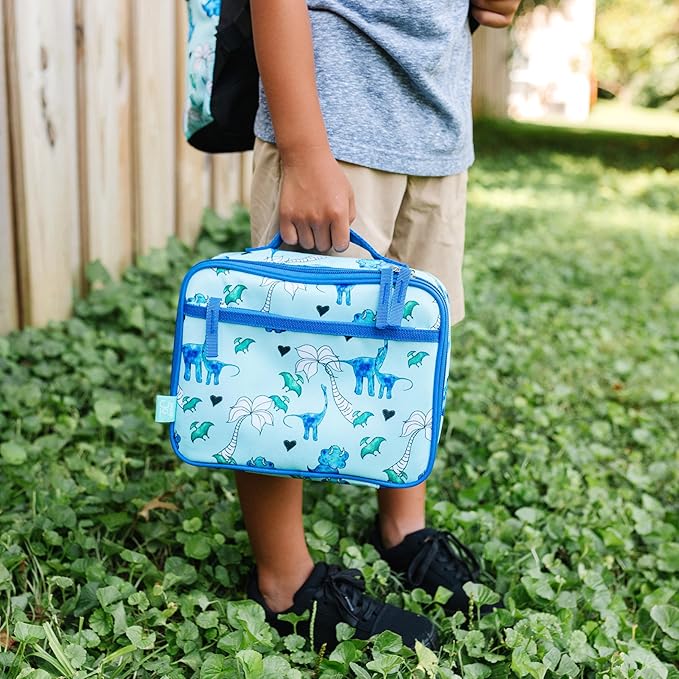 Wildkin JumpOff Jo Insulated Lunch Box ??Durable, Reusable for Kids ??Blue Dino