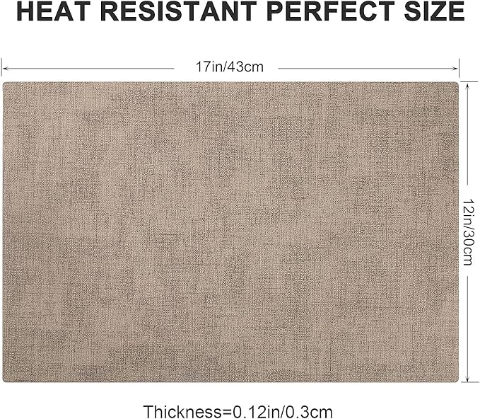 LANDVIEW Leather Heat Resistant Placemats Set of 6 Waterproof Wipeable Washable PU Table Mats,Easy to Clean Anti-Slip Place Mats (Light Brown, 6)