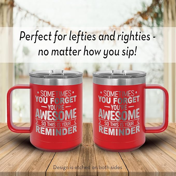 Spotted Dog Company Inspirational Travel Coffee Mug, Inspirational Gifts for Men Dad Father Wife Sister Women, Birthday For Him Her, You?셱e Awesome Tumbler, Teacher Coworker Gifts 15oz Red