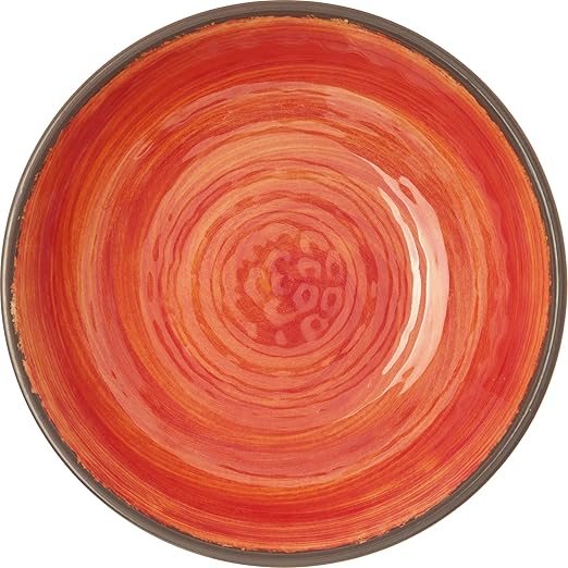 Carlisle FoodService Products Mingle Reusable Plastic Bowl Cereal Bowl with Pottery Style for Home and Restaurant, Melamine, 32 Ounces, Fireball, (Pack of 12)