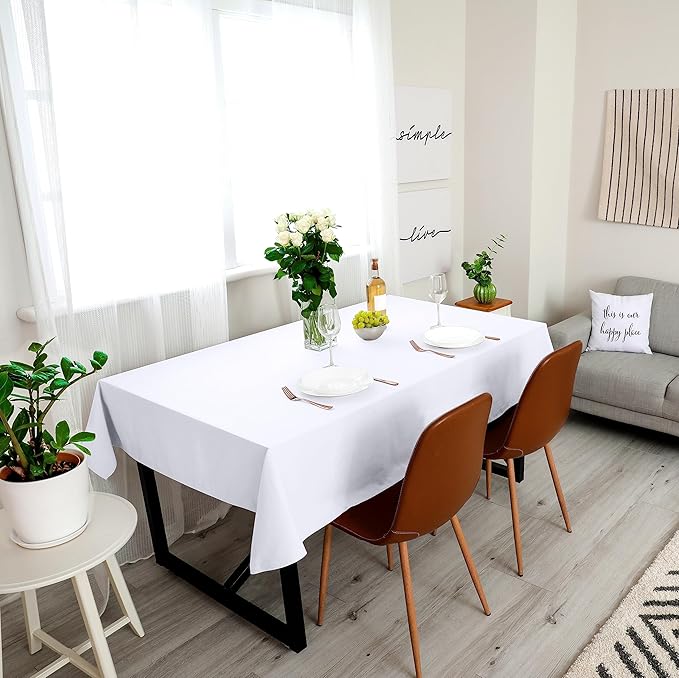 Utopia Kitchen Rectangle Table Cloth 1 Pack(60x102 Inches, White), Tablecloth Machine Washable, Polyester Table Cover for Dining, Buffet Parties, Picnics, Events, Weddings and Restaurants