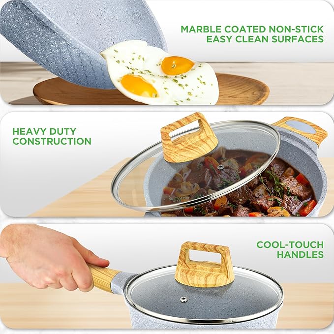 NutriChef 22?멠iece Non?멣tick Ceramic Pots and Pans Set ??For All Cooktops Including Induction ??PTFE & PFAS Free, Includes Bakeware & Utensils
