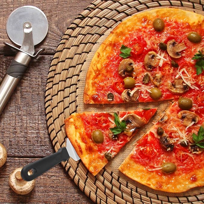 25 Pcs Pizza Spatula Set, Stainless Steel Pie Server & Cake Cutter with Non Slip Plastic Handle, Rustproof Baking Triangular Spade for Pizza, Cake, Dessert, and Pie Serving