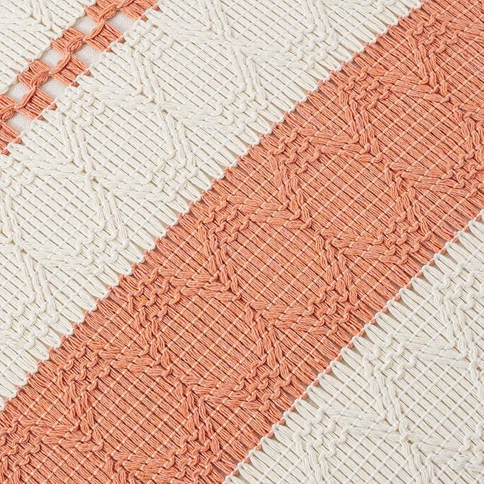Fancy Homi Set of 2 Boho Coral Lumbar Decorative Throw Pillow Cover 12x20 Inch for Couch Bed Sofa Chair, Modern Organic Farmhouse Home Decor, Soft Cotton Cute Accent Rectangle Cushion Case