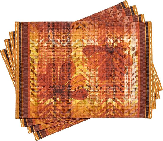 Maison d' Hermine Placemats Set of 4 100% Cotton Washable Cloth Place Mats, Reusable Table Mats for Thanksgiving Christmas Decorations Kitchen Dining Party Wedding (Thanksgiving Tartan, 13" x 19")