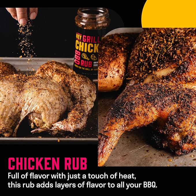 Hey Grill Hey | Chicken Rub | Delicious Chicken Seasoning | Dry Rub for Wings | Turkey & Fish Seasoning, Veggies and More | 10.7 oz