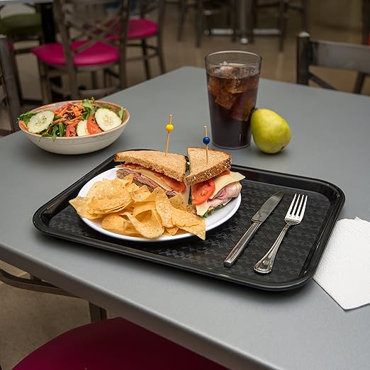 Carlisle FoodService Products CT121603 Caf챕 Standard Cafeteria / Fast Food Tray, 12" x 16", Black