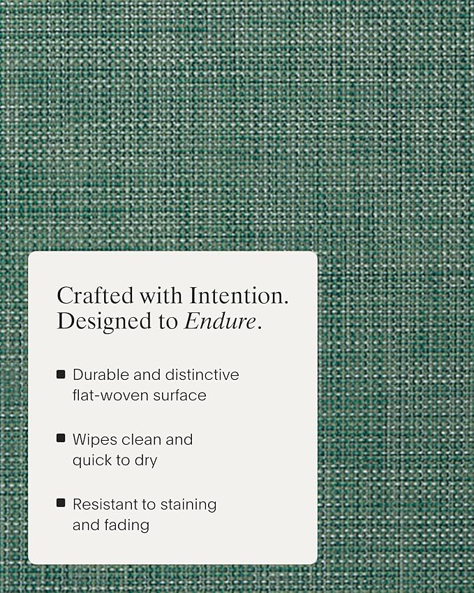 Chilewich Mini Basketweave Placemats in Ivy - Set of 4 - Easy Care Woven Tabletop Textiles - Indoor/Outdoor - 19" x 14" Rectangle