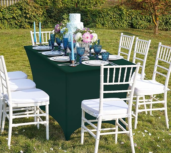Utopia Kitchen Spandex Tablecloth 2 Pack [4FT, Hunter Green] Tight, Fitted, Washable and Wrinkle Resistant Stretch Table Cloth Rectangle Cover for Trade Show, Weddings & Parties [48Lx30Wx30H Inch]
