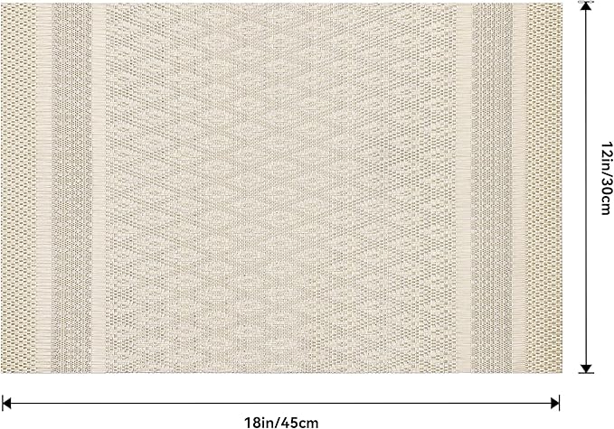 Leetaltree Stardust Yellow Placemats Set of 8 - Heat Resistant Non-Slip Place mats for Dining Table, Washable Durable PVC Vinyl Woven Table Mats（Stardust Yellow, 8）