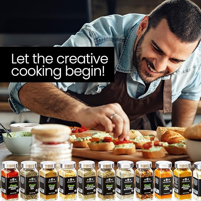 The Spice Lab Complete Organic Spices and Seasonings Set - 30 Jar Spice Kit Variety Pack - Complete Starter Spice Set Great BBQ, Grilling and Spice Gift Sets - Ultimate Culinary Cooking Spices Set