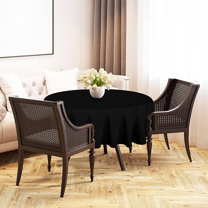 Utopia Kitchen Round Table Cloth 2 Pack(70 Inches, Black), Tablecloth Machine Washable, Polyester Table Cover for Dining, Buffet Parties, Picnics, Events, Weddings and Restaurants