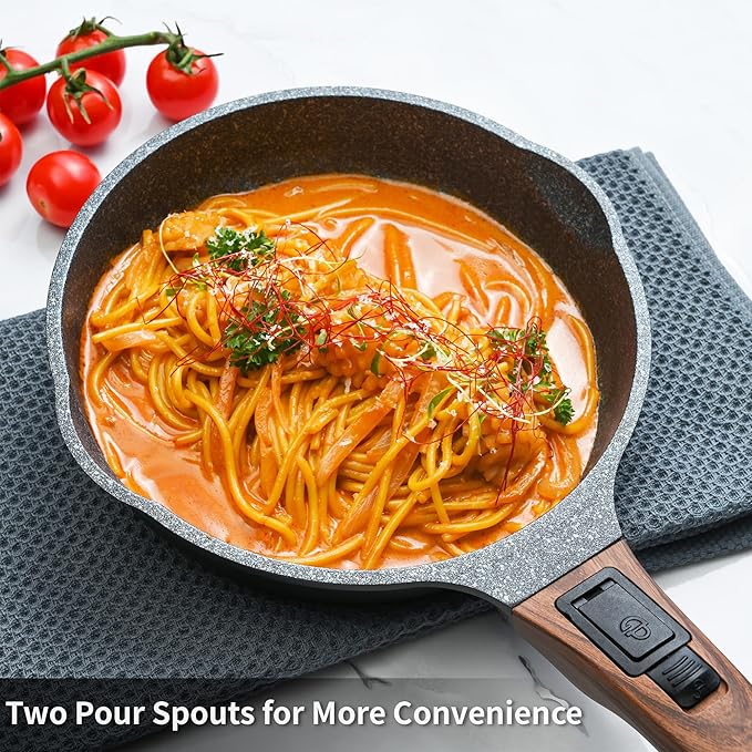 8 Inch and 12.5 Inch Smart Nonstick Frying Pan Set with Removable Handles,Cast Aluminum and Anti-Scratch Saut챕 Pans,Compatible with All Stovetops,Dishwasher and Oven Safe