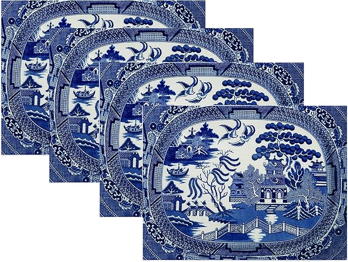Blue Willow Linen Placemats (Round Set of 4)