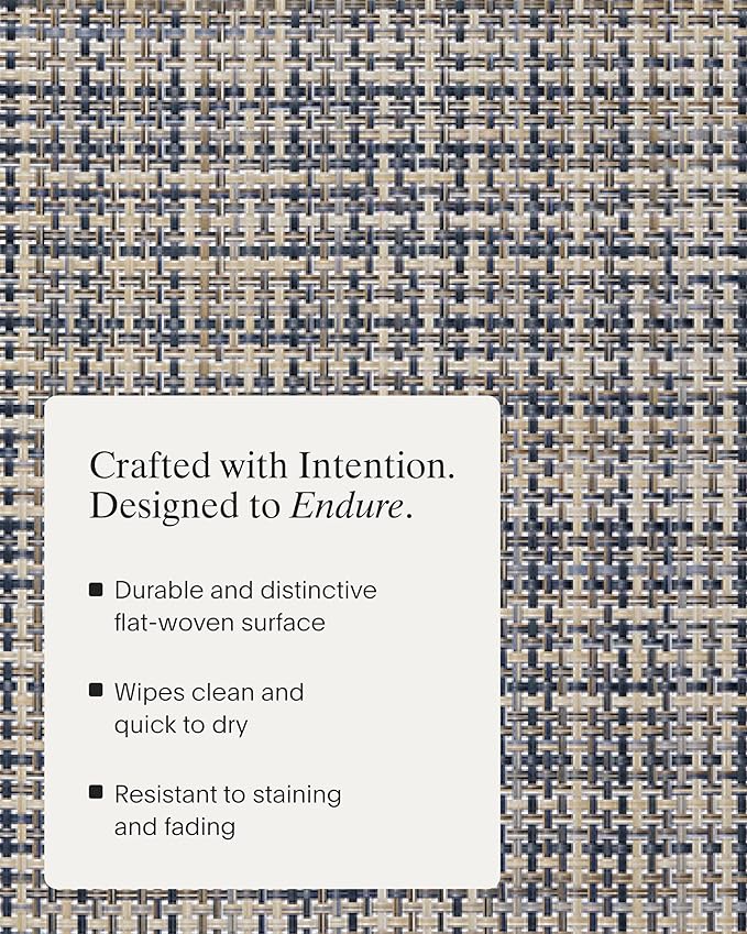 Chilewich Basketweave Placemats in Coast - Set of 4 - Easy Care Woven Tabletop Textiles - Indoor/Outdoor - 19" x 14" Rectangle