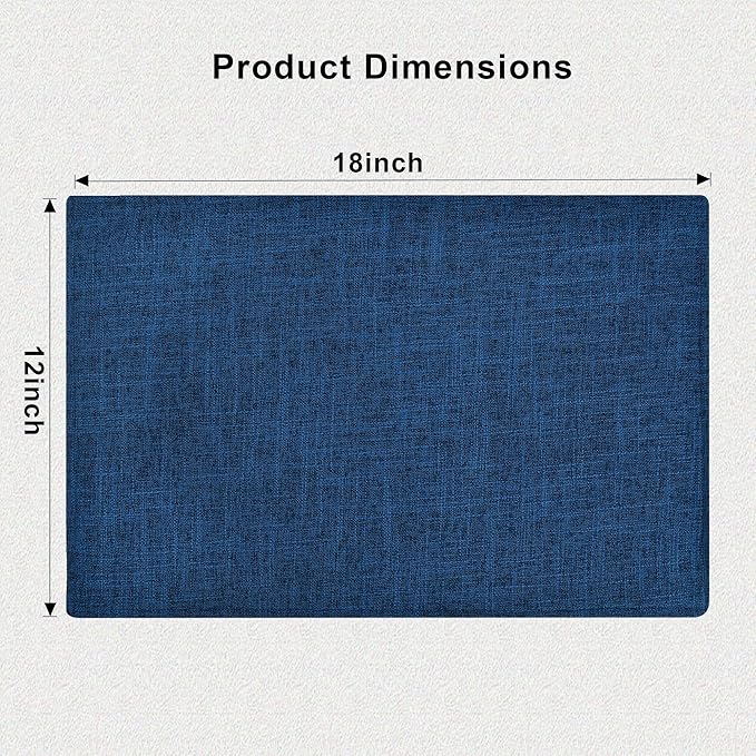 SLKQG Navy Linen-Look Fabric Placemats Set of 8, Heat Resistant & Machine Washable Double-Layered Cloth Placemats for Dining Table, Indoor/Outdoor Use, Non-Slip Kitchen Table Mats (8, Navy)
