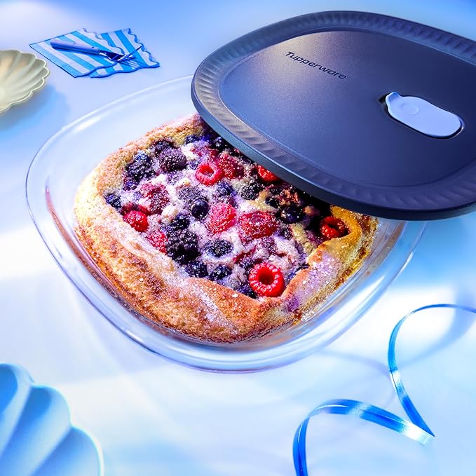 Tupperware Voila Glass Square Food Storage ??Airtight Baking Dish, 1.7 qt / 1.6 L