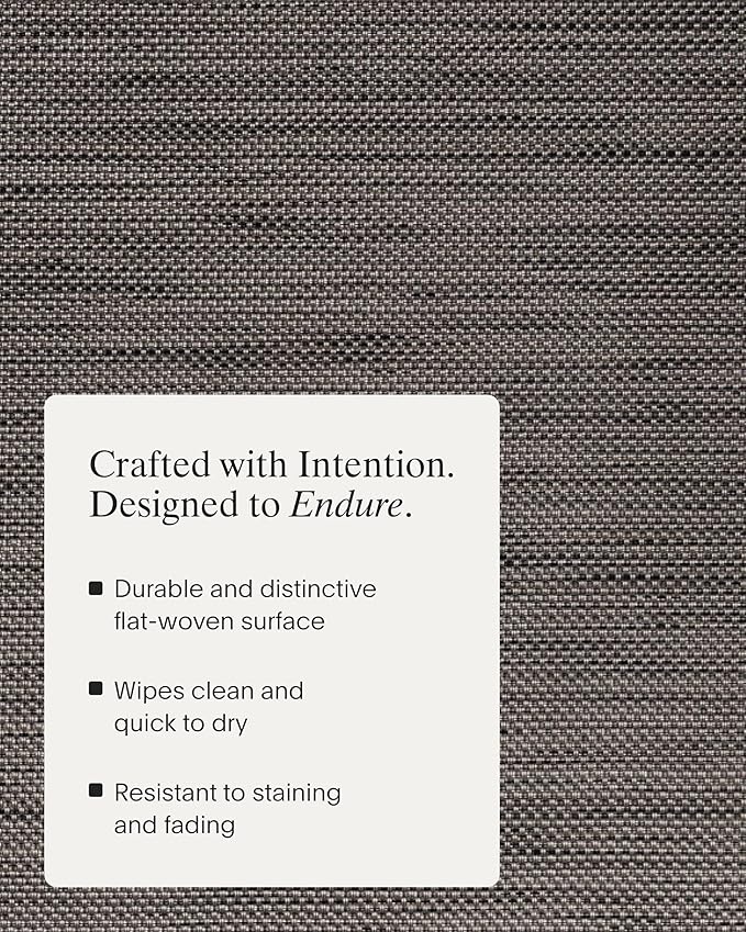 Chilewich Mini Basketweave Placemats in Light Grey - Set of 4 - Easy Care Woven Tabletop Textiles - Indoor/Outdoor - 15" Round