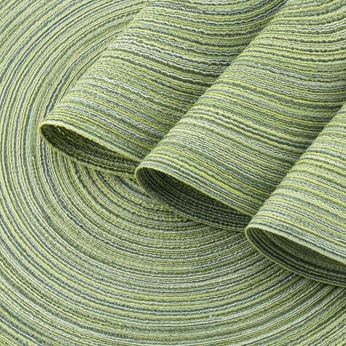 Winknowl Round Braided Placemats Set of 6 Washable Woven Heat Resistant Table Mats for Kitchen Dining Tables 15 inch Round Place Mats (Pea Green,6)