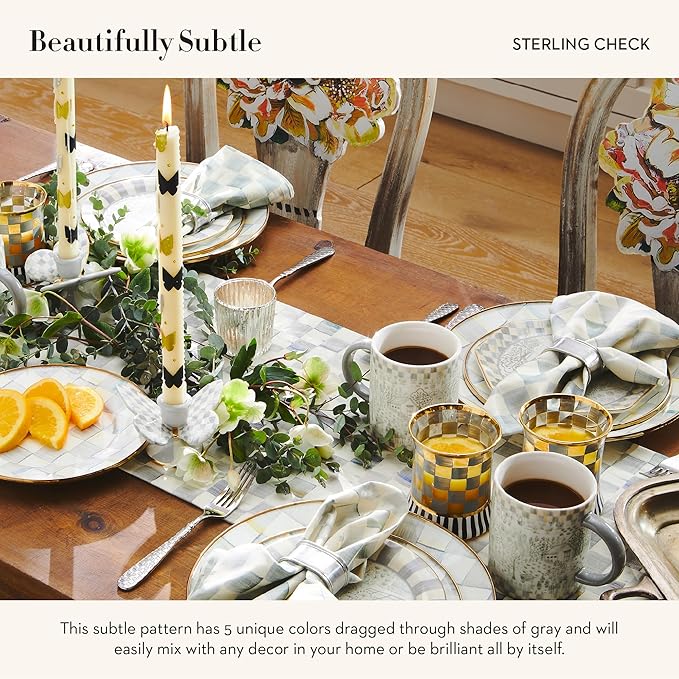MACKENZIE-CHILDS Cheese Course, Cute Cheese Board and Serving Board for Charcuterie, Gray-and-White Sterling Check