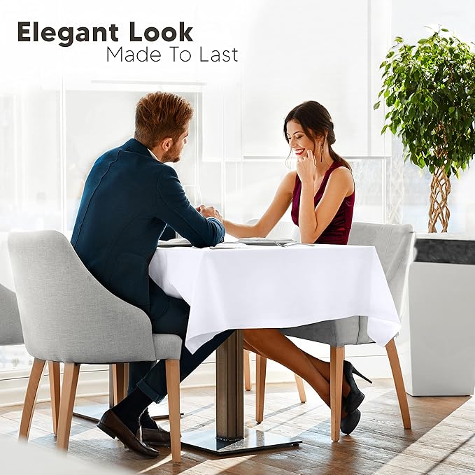 Utopia Kitchen Rectangle Table Cloth 2 Pack(60x102 Inches, White), Tablecloth Machine Washable, Polyester Table Cover for Dining, Buffet Parties, Picnics, Events, Weddings and Restaurants