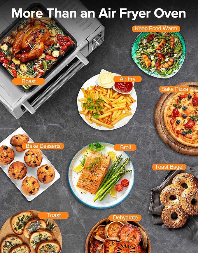 Nuwave Bravo Pro Smart 21QT Toaster Oven Air Fryer Combo, Convection Oven Countertop, 10 functions all in 1, with even & quick crisp technology, 50-450째F, 1800W, Stainless Steel