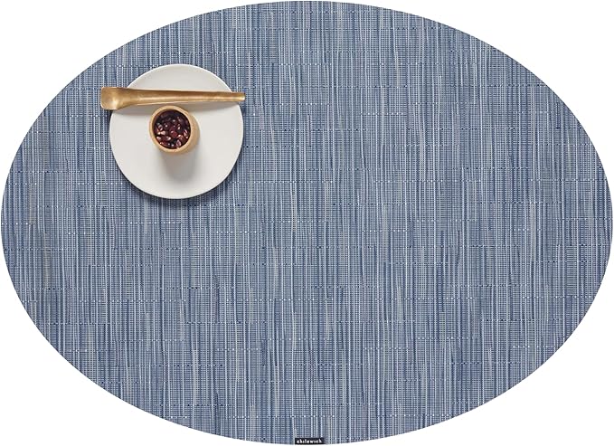 Chilewich Bamboo Placemats Set of 4 - Woven Oval Placemats - Reusable, Stain-Resistant, Indoor/Outdoor Tabletop Protection - 19" x 14" - Rain