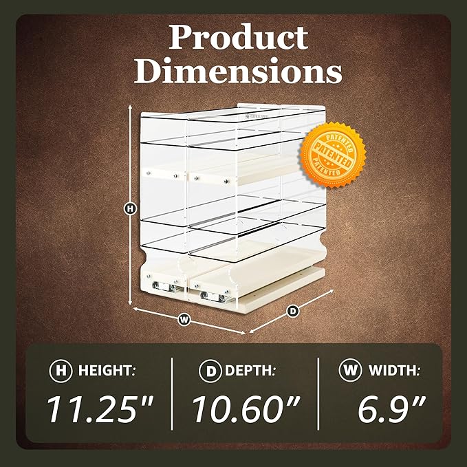 Vertical Spice Adjustable Spice Rack Drawer - Pull Out Cabinet Organizer - Kitchen and Pantry Organizers and Storage - Spice Caddy - 2 Drawers, 3 Upper Tier (6.9" W x 11.25" H x 10.6" D, Cream)