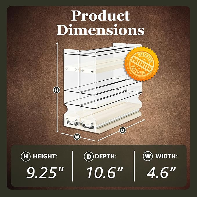 Vertical Spice - Narrow Pullout Spice Rack - Sliding Drawer for Kitchen Organization - Pantry Organizers and Storage - 2 Drawers & 2 Tiers - 10 Spice Jar Capacity (4.6" W x 9.25" H x 10.6", Cream)