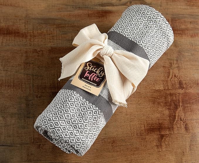 Sticky Toffee Cotton Placemats Set of 4 ??Gray Woven 14x19 in Table Mats for Kitchen or Dining Table, Boho Style, Washable Cloth Placemats