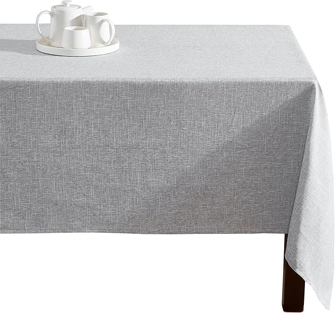 Laura Ashley Harper Luxuriously Smooth Fabric Tablecloth for Formal or Casual Dining, Holiday, Banquet, Wedding or Party, 60" x 84", Ash Gray