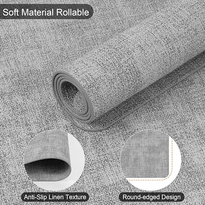 Boobezeen Faux Leather Placemats Set of 6, Heat Resistant Wipeable Washable Vinyl Place Mats, Waterproof Anti-Slip Dining Table Mats, Suitable for Indoor & Outdoor Use (Light Grey)