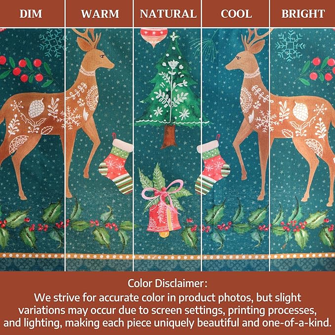 Maison d' Hermine Double Oven Mitt (7" x 35") 100% Cotton Heat Resistant BBQ Cooking Gloves with Loop for Thanksgiving Christmas Decorations Baking Cooking Barbeque Handling Hot Pan (Hygge Christmas)