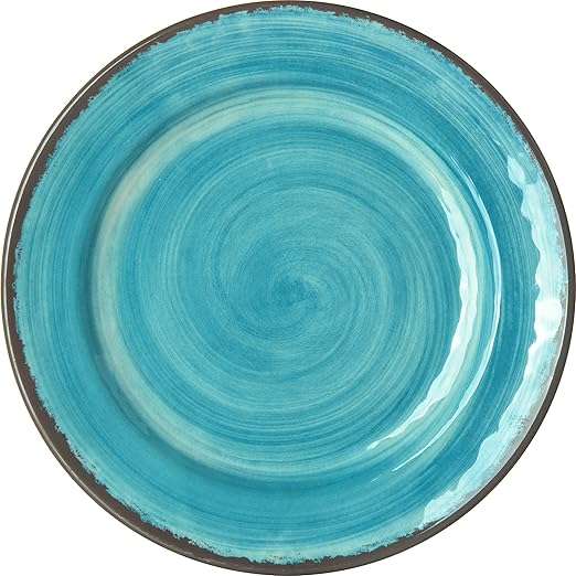 Carlisle FoodService Products Mingle Resuable Plastic Plate Appetizer Plate with Pottery Style for Home and Restaurant, Melamine, 7 Inches, Aqua