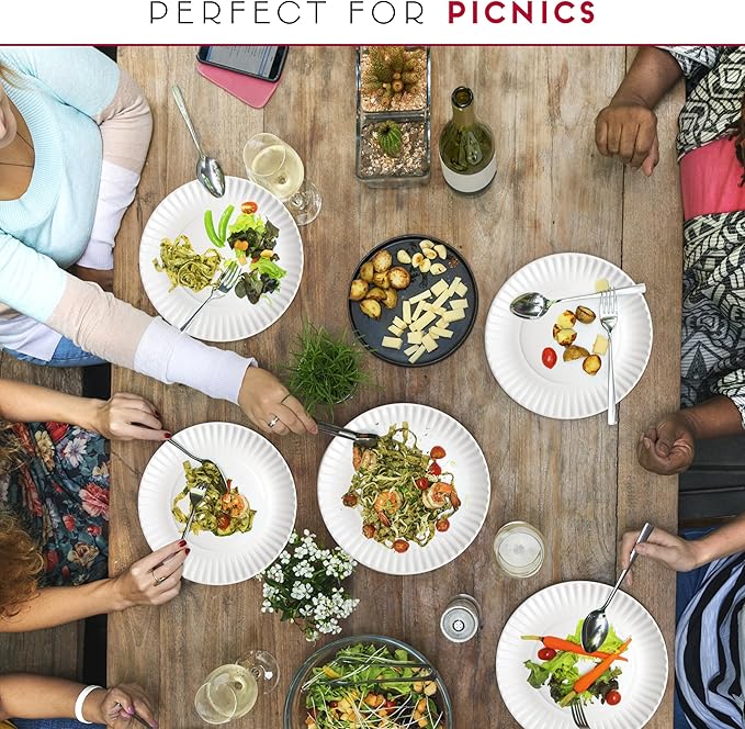 9-Inch Disposable Paper Plates - 500 Count - Bulk Pack of Uncoated Paper Plates for Everyday Use - Dinnerware for Meals, Parties And Picnics