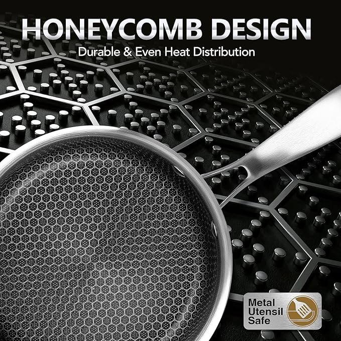MICHELANGELO Stainless Steel Saucepan Set 1QT & 2QT & 3QT, Premium Triple Ply Sauce Pan with Lid, Sauce Pot with Honeycomb Interior - 6pcs