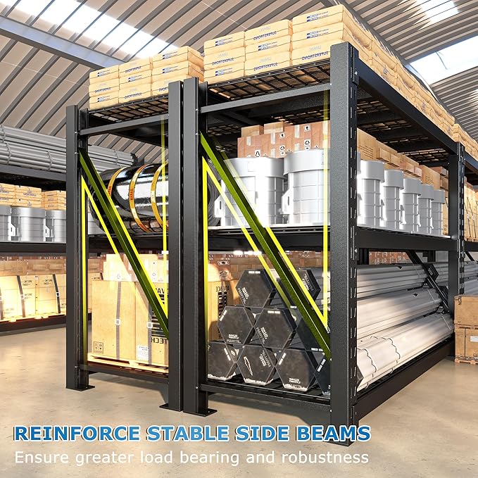 Bepatio 8250LBS Garage Shelving Heavy Duty Storage Shelves Industrial Metal Shelving Adjustable 3-Tier Shelves for Garage, Warehouse Basement Storage Room 24" D 횞 60" W 횞 66" H