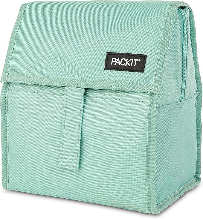 PackIt짰 Freezable Lunch Bag, Sage, Built with ECOFREEZE짰 Technology, Foldable, Reusable, Zip and Fold Closure with Buckle Handle, Designed for Work Lunches and Fresh Lunch On the Go