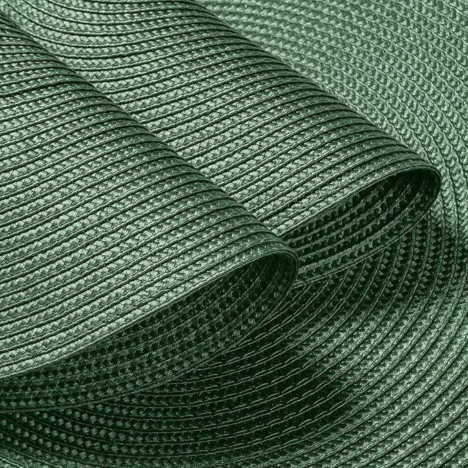FunWheat Round Braided Placemats Set of 8 Place Mats for Dining Table Woven Washable Non-Slip Table Mats 15 Inch(Green,8pcs)