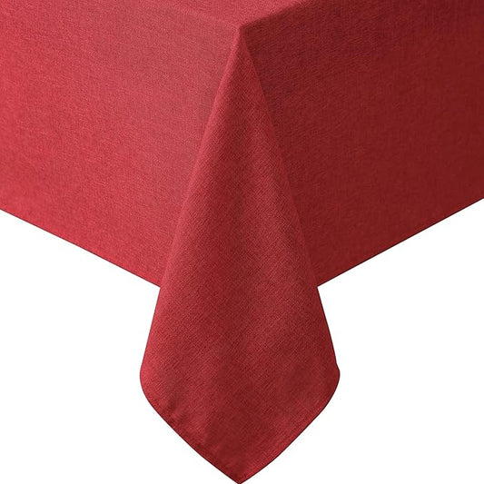 Laura Ashley Harper Luxuriously Smooth Fabric Tablecloth for Formal or Casual Dining, Holiday, Banquet, Wedding or Party, 60" x 144", Red