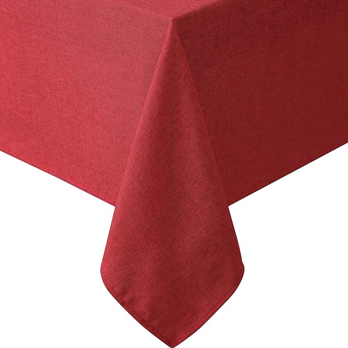 Laura Ashley Harper Luxuriously Smooth Fabric Tablecloth for Formal or Casual Dining, Holiday, Banquet, Wedding or Party, 60" x 84", Red