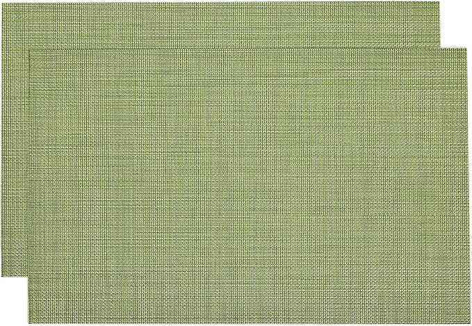 uxcell Place Mats 450x300mm Table Mats Set of 2 PVC Washable Woven Placemat Grass Green
