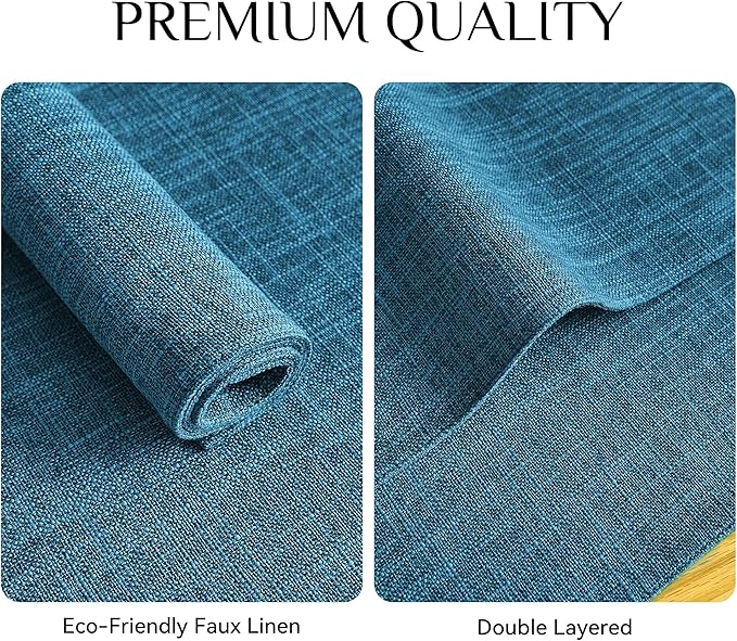 Softalker Faux Linen Placemats Set of 12-12 x 18 Inch, Heat Resistant Double Layered Durable Burlap Farmhouse Place Mats, Non-Slip Washable Rustic Table Mats for Dining, Kitchen, Party竊늆ky Blue